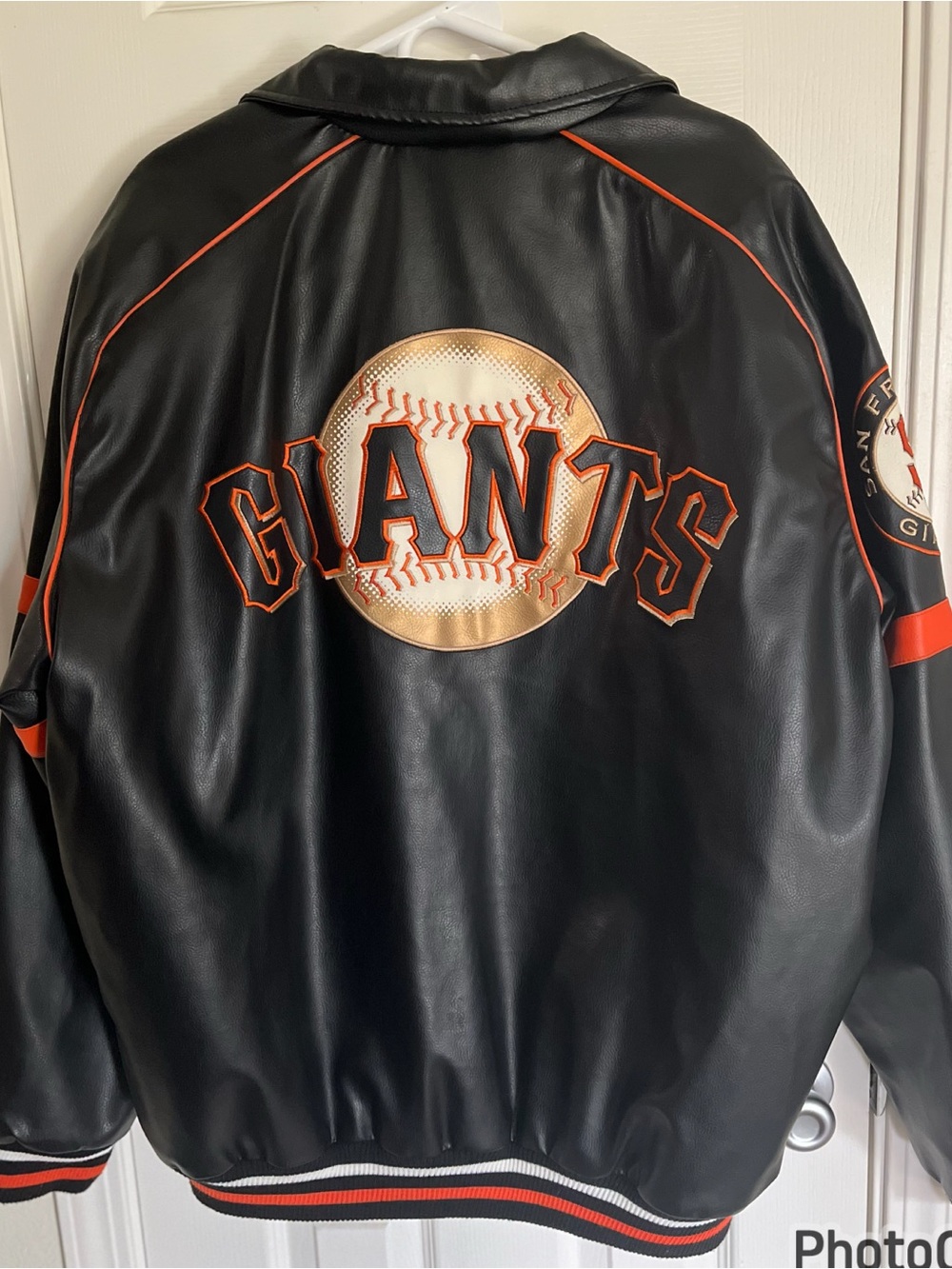San Francisco Giants Black & Orange Leather Jacket - Picture 2 of 3